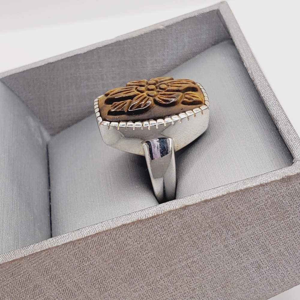 Tigers Eye Silver Ring - Picture 2 of 8